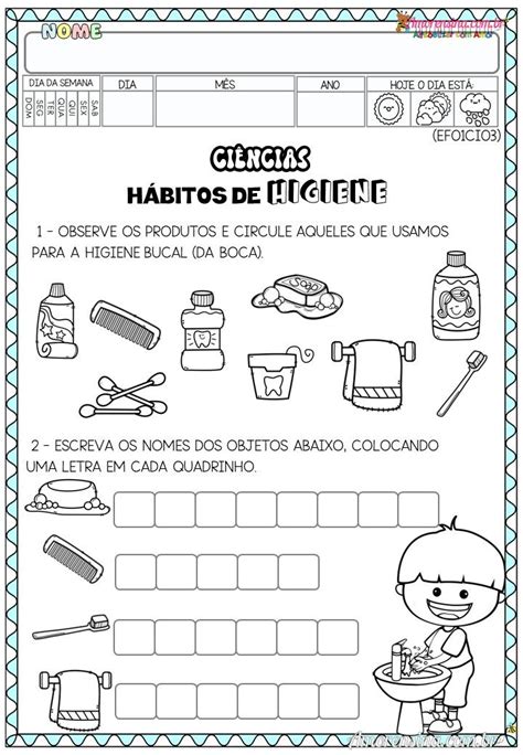 Atividades Sobre Higiene Do Corpo - ATIVIDADES DE CIÊNCIAS 1º ANO - SAÚDE E HIGIENE - CUIDADOS COM O CORPO ...