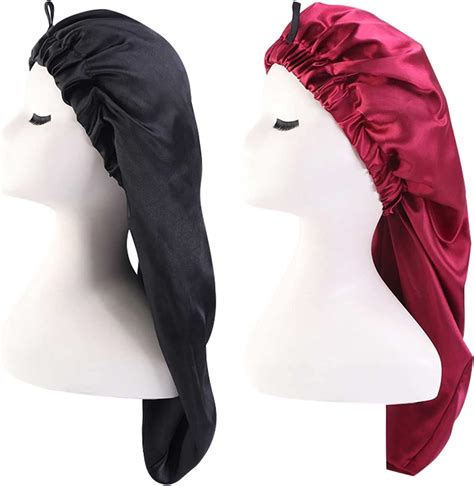 Pcs Long Satin Silk Bonnet Sleep Cap Extra Large Jumbo Day And Night