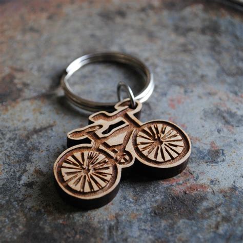 Bike Wooden Keychain Bicycle Key Ring Etsy