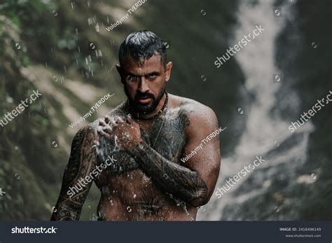 Naked Sexy Man Tropical Waterfall Bali Stock Photo 2416496149 Shutterstock
