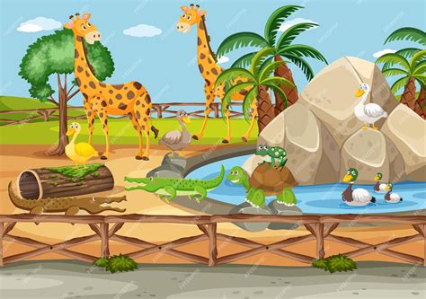 Premium Vector Animals At The Zoo