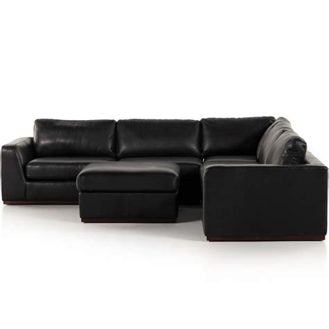 Colt 3 Piece Heirloom Black Leather Sectional With Ottoman | Zin Home ...