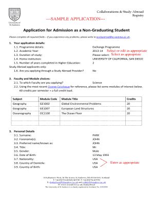 Fillable Online Eap Ucop St Andrews Application Form Sample