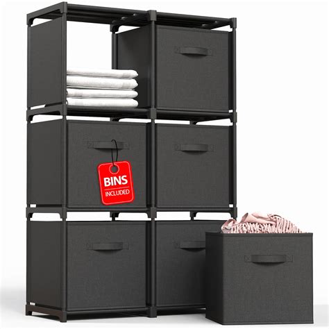 6 Cube Storage Organizer, Cube Storage Shelf with 6 Extra Drawers ...