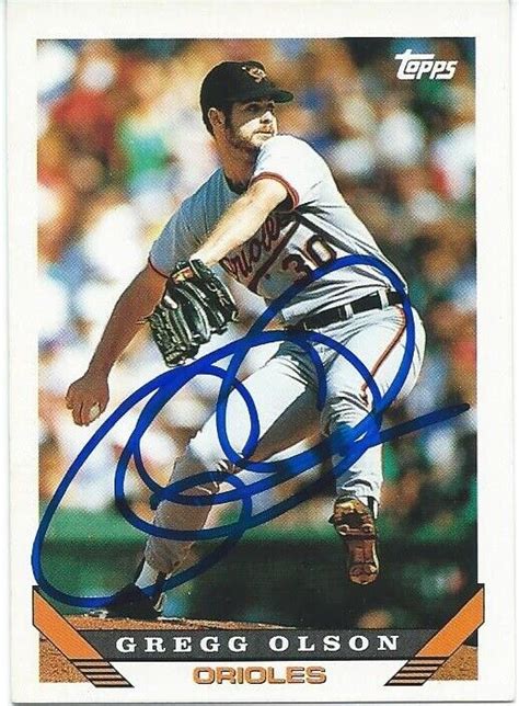 Gregg Olson Topps Autographed Signed Baseball Card Orioles