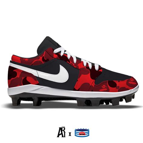 "Red Army Camo" Jordan 1 Retro Cleats – Stadium Custom Kicks