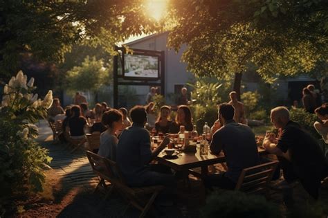 Premium AI Image | Photograph of people enjoying meals outdoors