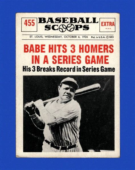 1961 Nu Card Scoops Set Break 455 Babe Ruth VG VGEX Crease GMCARDS