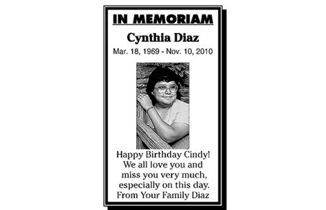 Cynthia Diaz Obituary 2011 South Bend In South Bend Tribune