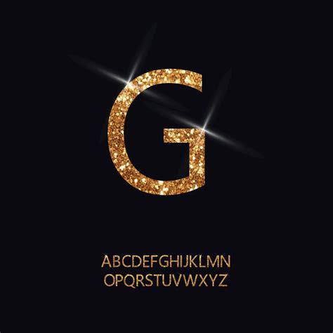 Vector Glitter Golden Font 26 English Luxury Sparkling Letters