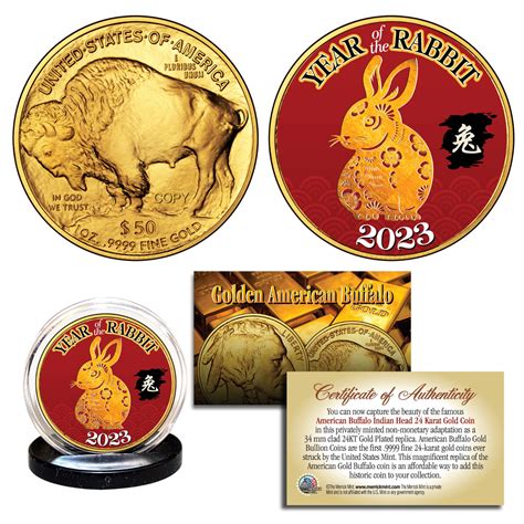 2023 Year of the Rabbit 24K Gold Clad $50 American Buffalo Tribute Coin
