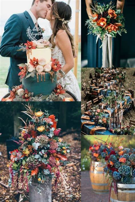 20 Dark Teal And Rust Orange Wedding Color Ideas For Fall September