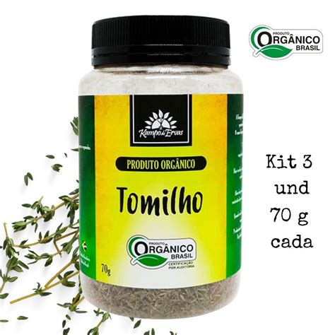 Comprar Kit 3 Tomilho Orgânico Flocos Ervas Tempero Desidratado 70g