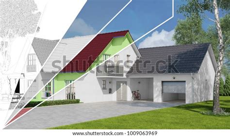 House Construction Various Stages Planning Development Stock Illustration 1009063969