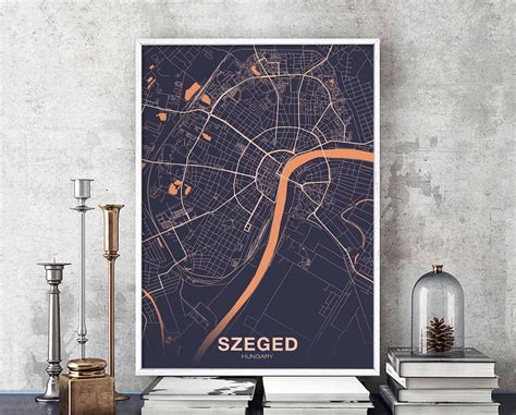 SZEGED Hungary Map Poster Color Hometown City Print Modern - Etsy