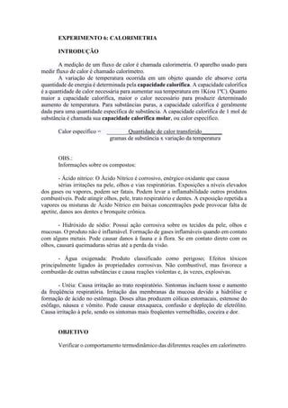 Experimento Calorimetria Pdf