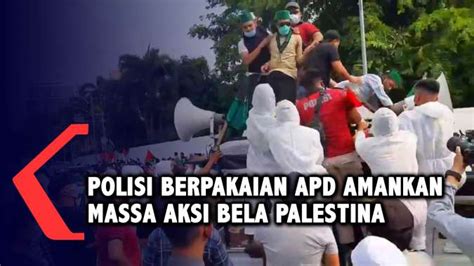 Ricuh Polisi Amankan Puluhan Anggota Hmi Saat Aksi Bela Palestina Di