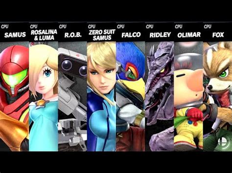 Samus VS Rosalina Luma VS R O B VS Zero Suit Samus VS Falco VS