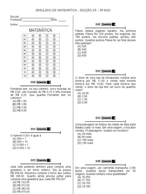 PDF Simulado 25 mat 5º ano DOKUMEN TIPS