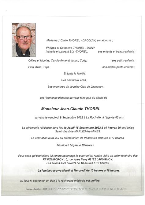 Monsieur Jean Claude Thorel De Lapugnoy D C D Le Septembre L