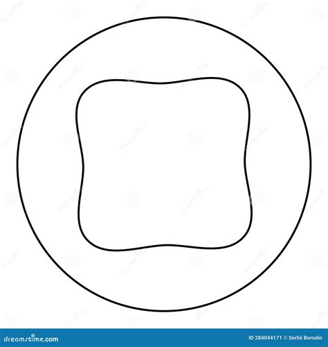 Square Have Rounded Corners Rectangle Shape Icon In Circle Round Black Color Vector Illustration