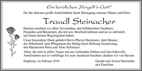 Traueranzeigen von Traudl Steinacher Allgäuer Zeitung