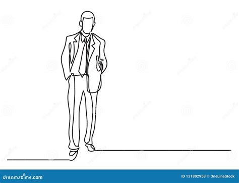 Continuous Line Drawing Of Business Person Greeting Stock Vector