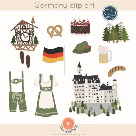 Germany Clip Art Graphics Hand-drawn Digital Illustrations Commercial ...