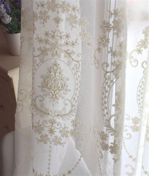 2xcustom French Country Cottage Victorian Damask Embroidered White