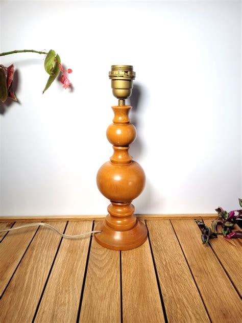 Pied de lampe bois tourné balustre Coucou Retro