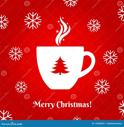 Christmas Hot Coffee Cup On Red Background Stock Vector Illustration Of Beverage Card