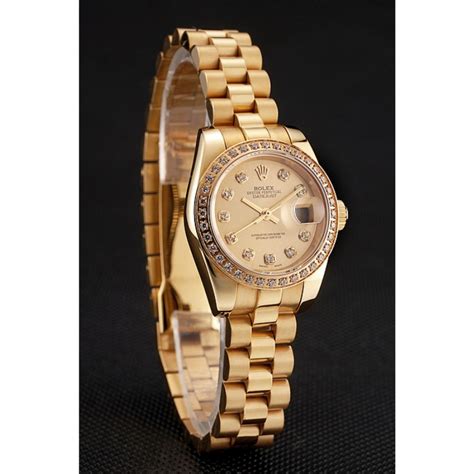 Schweizer Rolex Lady Datejust Champagner Dial Diamond Bezel Goldarmband