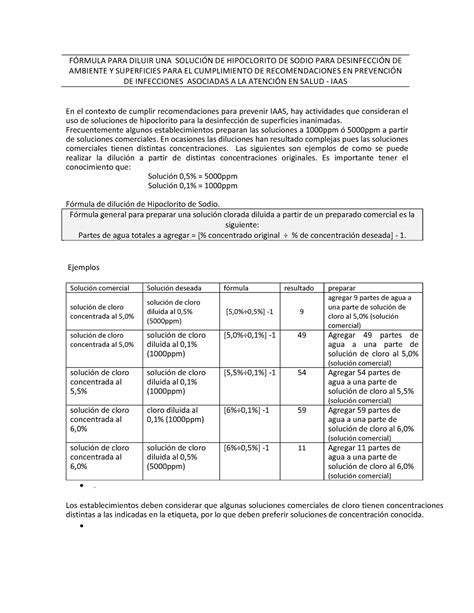 Respaldodeenlace Diluciondehipocloritodesodiocloro Frmula Para