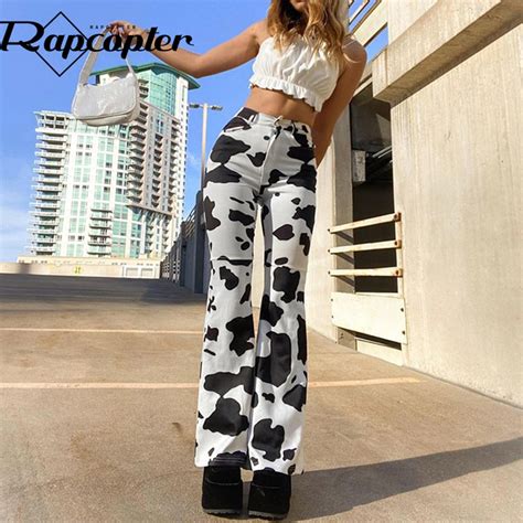 The Cow Print Jeans - Straight Cargo Fashion Retro Denim Pants | The ...