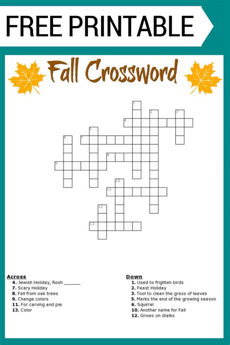 Fall Themed Crossword Puzzles