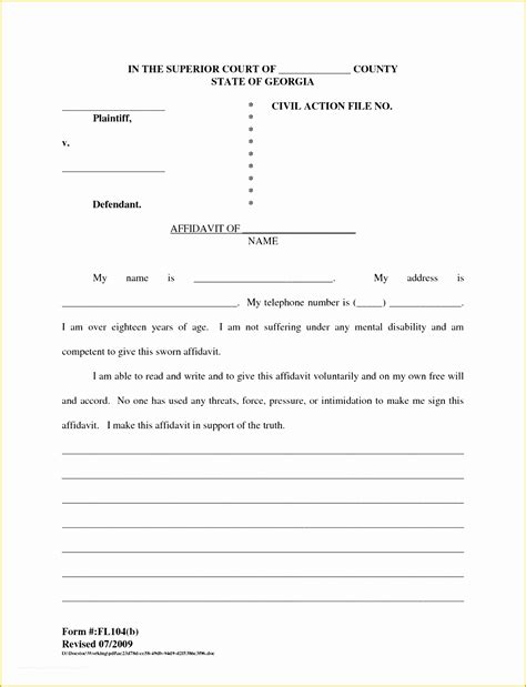 Free Affidavit Template Word