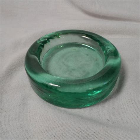 Green Glass Ashtray Vintage Hand Made Ashtray Hand Blown Green Etsy Green Glass Ashtray