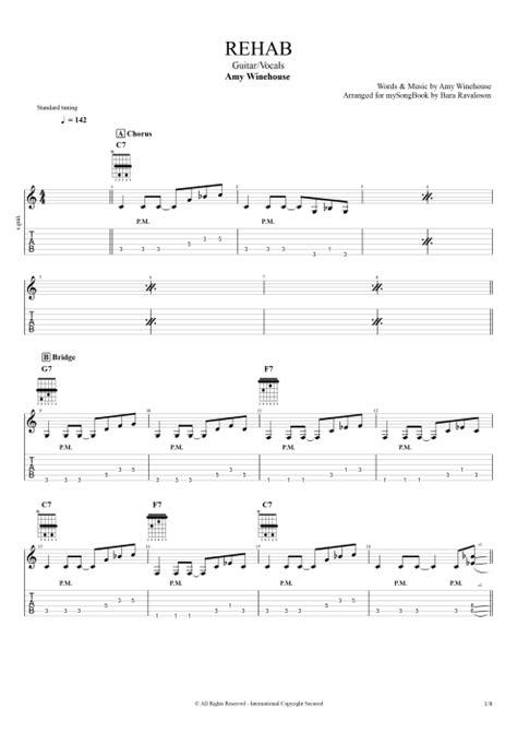 Tablature Rehab De Amy Winehouse Guitar Pro Guitare Et Voix