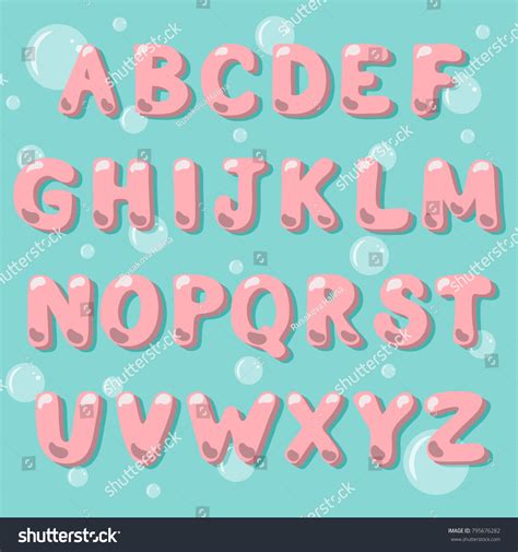 Cartoon Vector Alphabet Bubble Gum Style Stock Vector Royalty Free