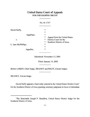 Fillable Online Ecf Ca8 Uscourts 011747 David Duffy Appellant V Ecf