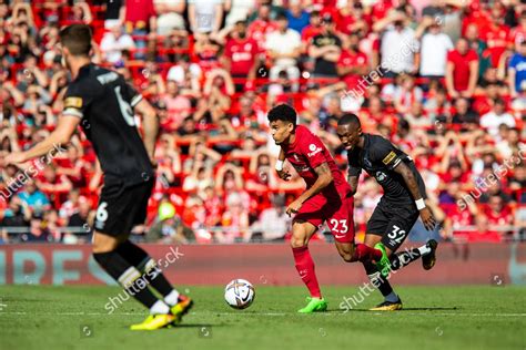 Liverpools Forward Luis Diaz 23 Drives Editorial Stock Photo Stock