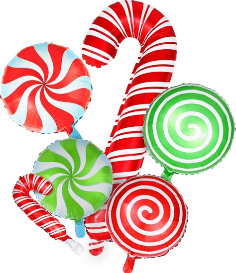 24 Pieces Christmas Candy Foil Balloons Christmas Candy Cane Balloons