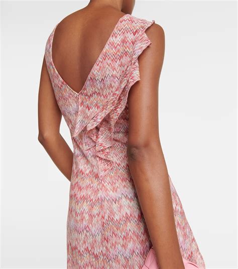 Zig Zag Ruffled Midi Dress In Pink Missoni Mytheresa