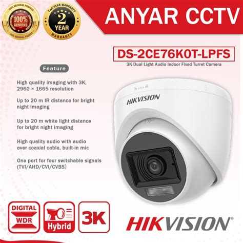 Jual CAMERA HIKVISION DS 2CE76K0T LPFS 5MP DUAL LIGHT COLORVU AUDIO