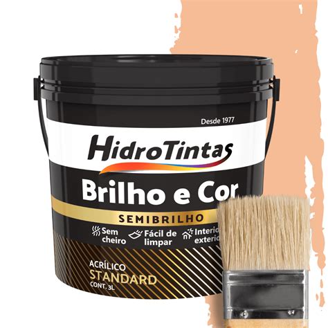 TINTA ACRÍLICA STANDARD BRILHO E COR 3L PÊSSEGO HIDROTINTAS Riva