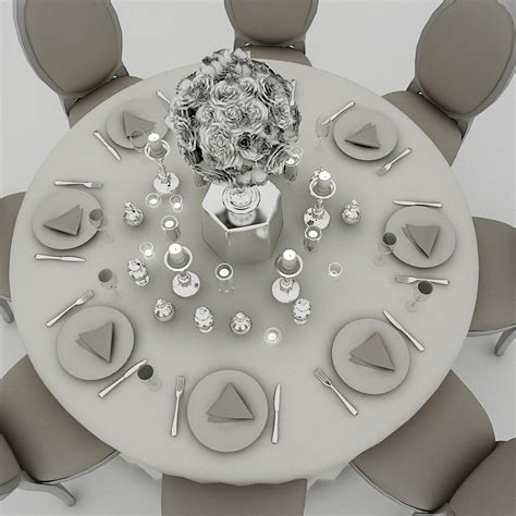 White Wedding Table 3d Model By Nvere