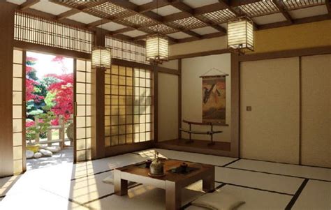 Living room in Japanese style and asian interior design