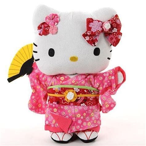 Sanrio Hello Kitty Crepe Chirimen Japanese Kimono 106 Plush Doll Pink Fs