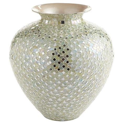 White Silver Mosaic Vase Short Pier Mosaic Vase Silver Vase