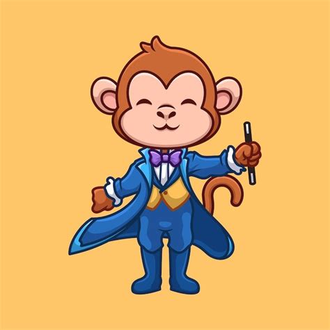 Premium Vector | Magician monkey cute cartoon